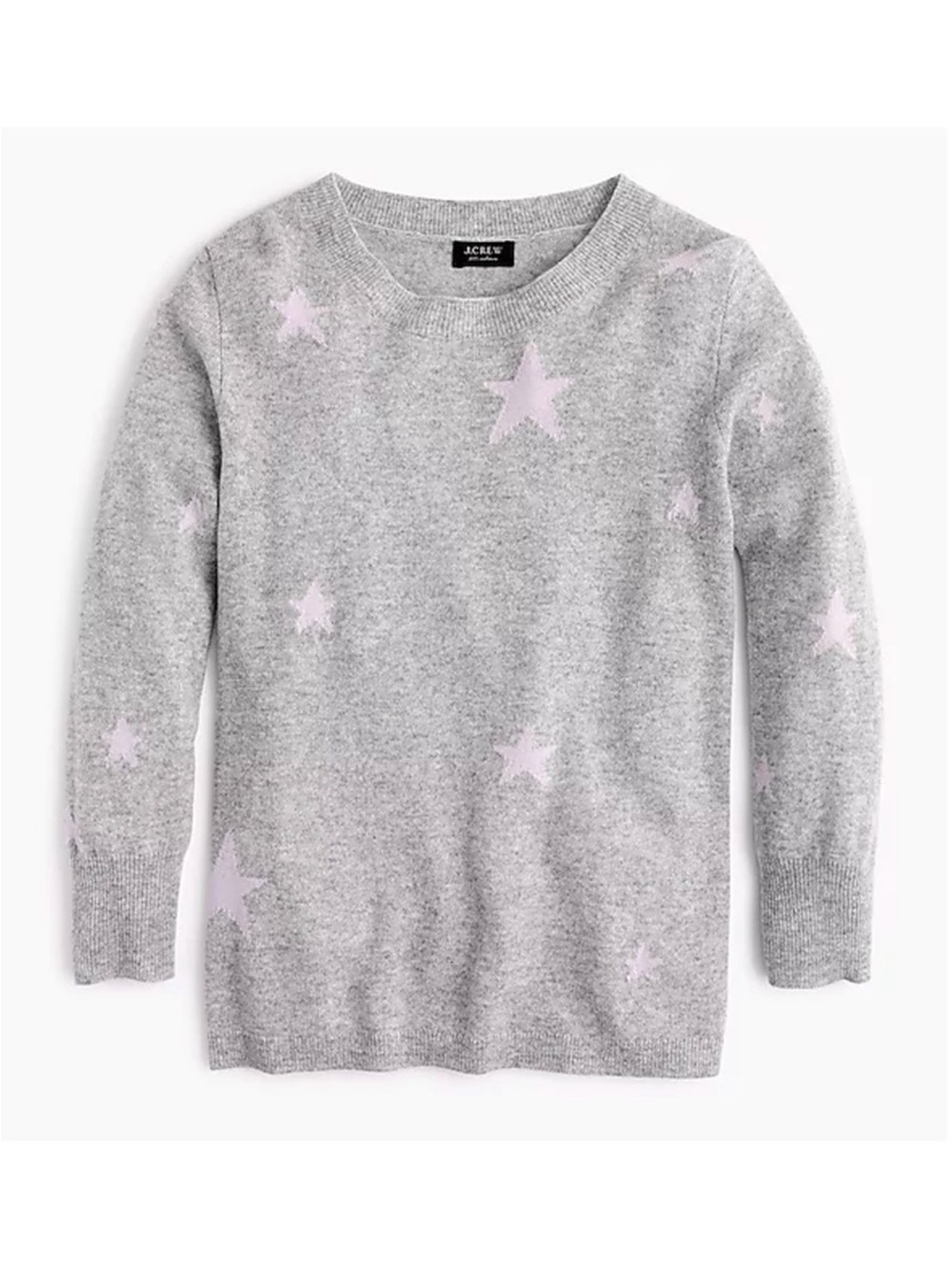 J.Crew Everyday Cashmere with intarsia-knit stars in Heather Grey - GUC